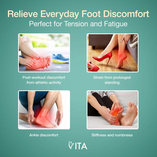 Vita Feet Relief Ankle Massager with Heat and Vibration, Cordless Device | Cordless Foot Massager, Heated Ankle Wrap, Rechargeable, Calf & Leg Sleeve for Home Relaxation (One Unit)