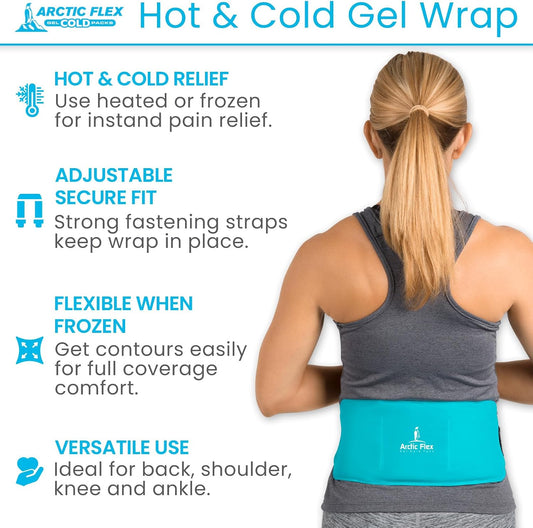 Arctic Flex Reusable Hot & Cold Gel Ice Pack Wrap with Strap - Therapy