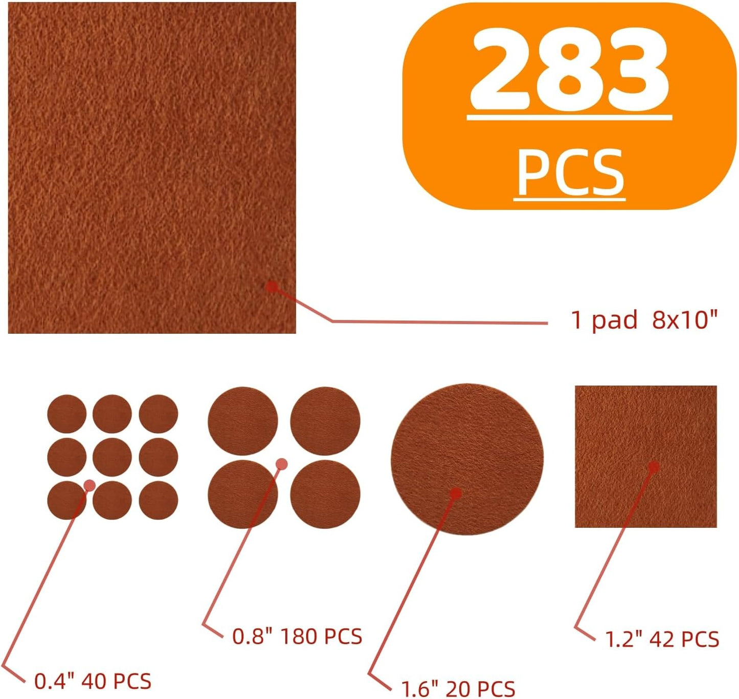 281pcs Self-Adhesive Furniture Felt Pad,Anti-Scratch pad for Hardwood Floor | Brown,Noise Reduction