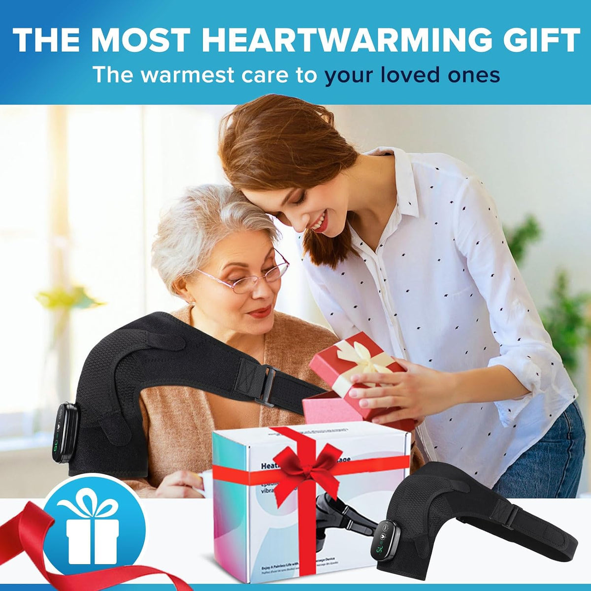Heated Shoulder Wrap with Massage, Shoulder Heating Pad for Rotator Cuff Frozen Shoulder, Cordless Shoulder Heating Pads Shoulder Massager with Heat