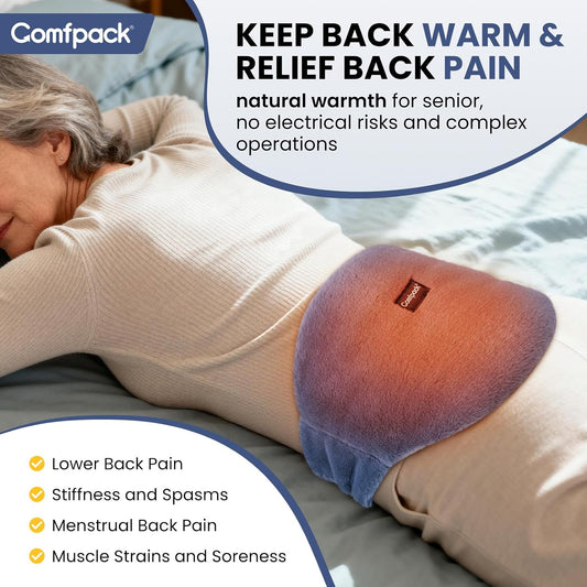 Comfpack Microwave Heating Pad for Back Pain Relief, Washable Microwavable Hot Compress Therapy for Sciatica Surgery Recovery, Lower Lumbar, Waist Warm Compress, Stomach, Cramps, Blue