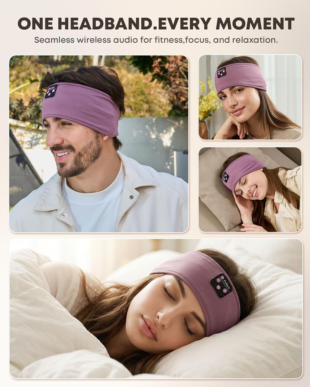 Sleep Headphones Bluetooth 5.4 Headband, Wireless Sleep Headphones with Ultra-Thin HD Stereo Speakers for Side Sleepers, Sweatproof Sports Headband for Workout Yoga Running Cool Gadget Unique Gifts