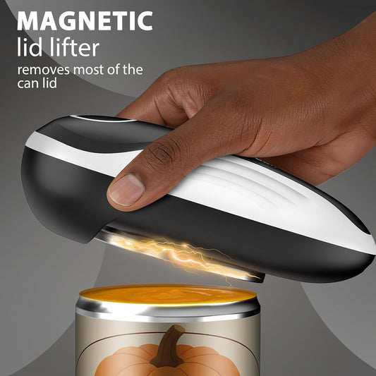 Can Opener Electric, Rechargeable One Press Automatic Can Opener, Side Cut Smooth Edge Hands Free, Fits All Can Sizes, Safe Kitchen Gadget Easy Use Tool for Seniors with Arthritis, Quick Open (Black)