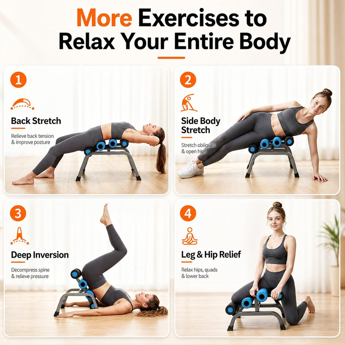 Mini Inversion Table with Rollers, Back Extension Machine