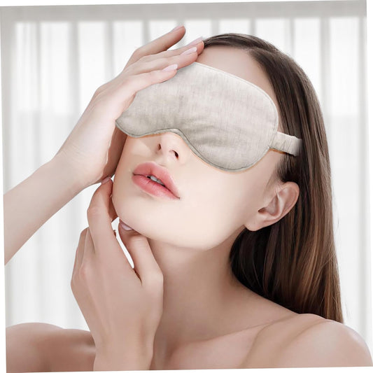 Eye Masks for Sleep, Beige Organic Cotton Sleep Mask Lightweight Elastic Eye Mask for Men Women Sleeping, Traveling