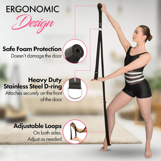 Stretching Strap with Door Anchor for Splits and Flexibility Training | Improve Leg Flexibility at Home, Ideal for Ballet, Dance, Cheerleading, Yoga, Pole Dance and Gymnastics