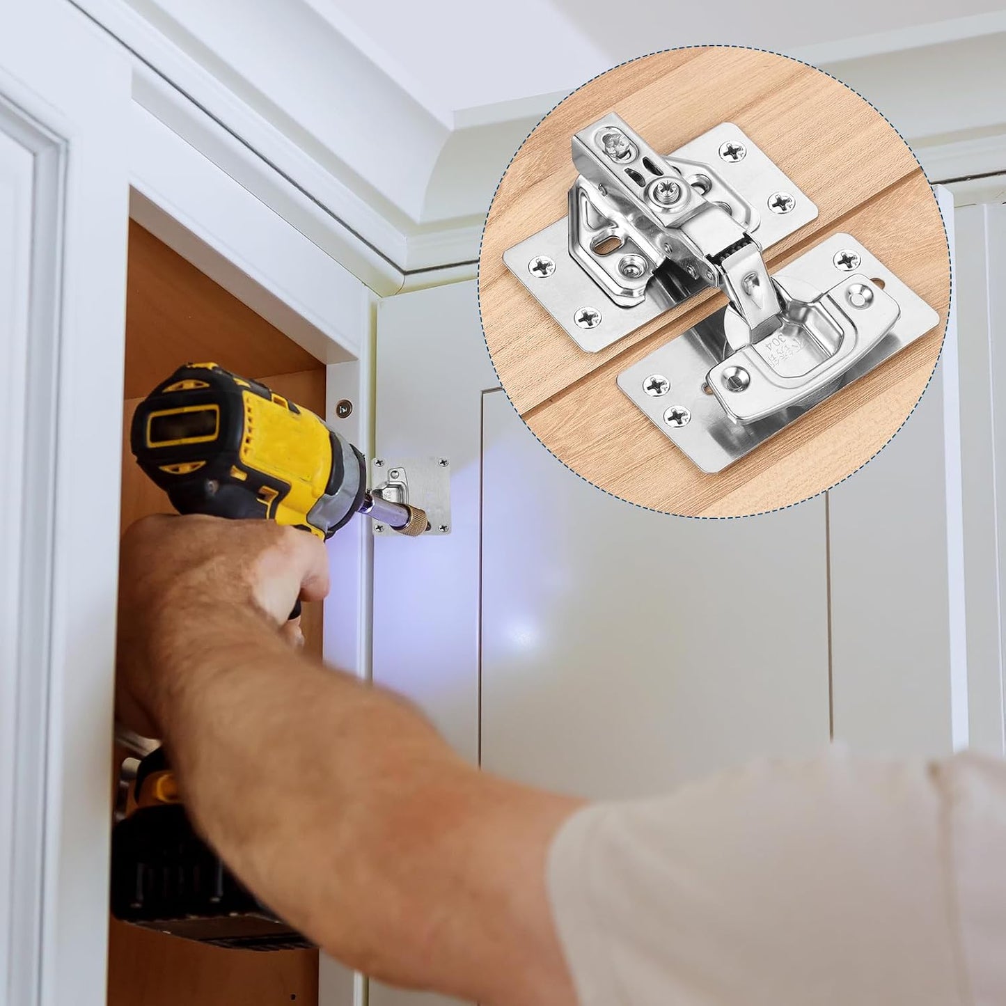 uxcell 4 Pcs 90x47mm / 3.54x1.85 Cabinet Hinges Repair Plate | Stainless Steel Hinge Repair Brackets Hinge Side for Wooden Kitchen Cupboard Furniture Door, Silver
