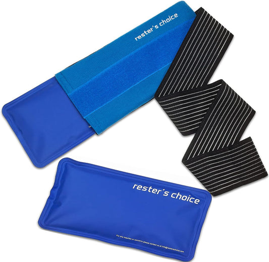 2 Soft Gel Ice Packs for Injuries Reusable with Extra Comfy Adjustable Cold Pack Wrap, Flexible Hot and Cold Compress