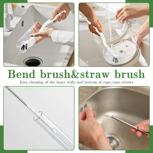 Crevice Cleaning Brush, Multifunctional Grout Brush and Straw Brush, 15 Pcs | Hard Bristle Scrub Brushes Tools; Non-Slip Handle; Hanging Hole; Multi-use for Cleaning Bathroom, Kitchen and Corners