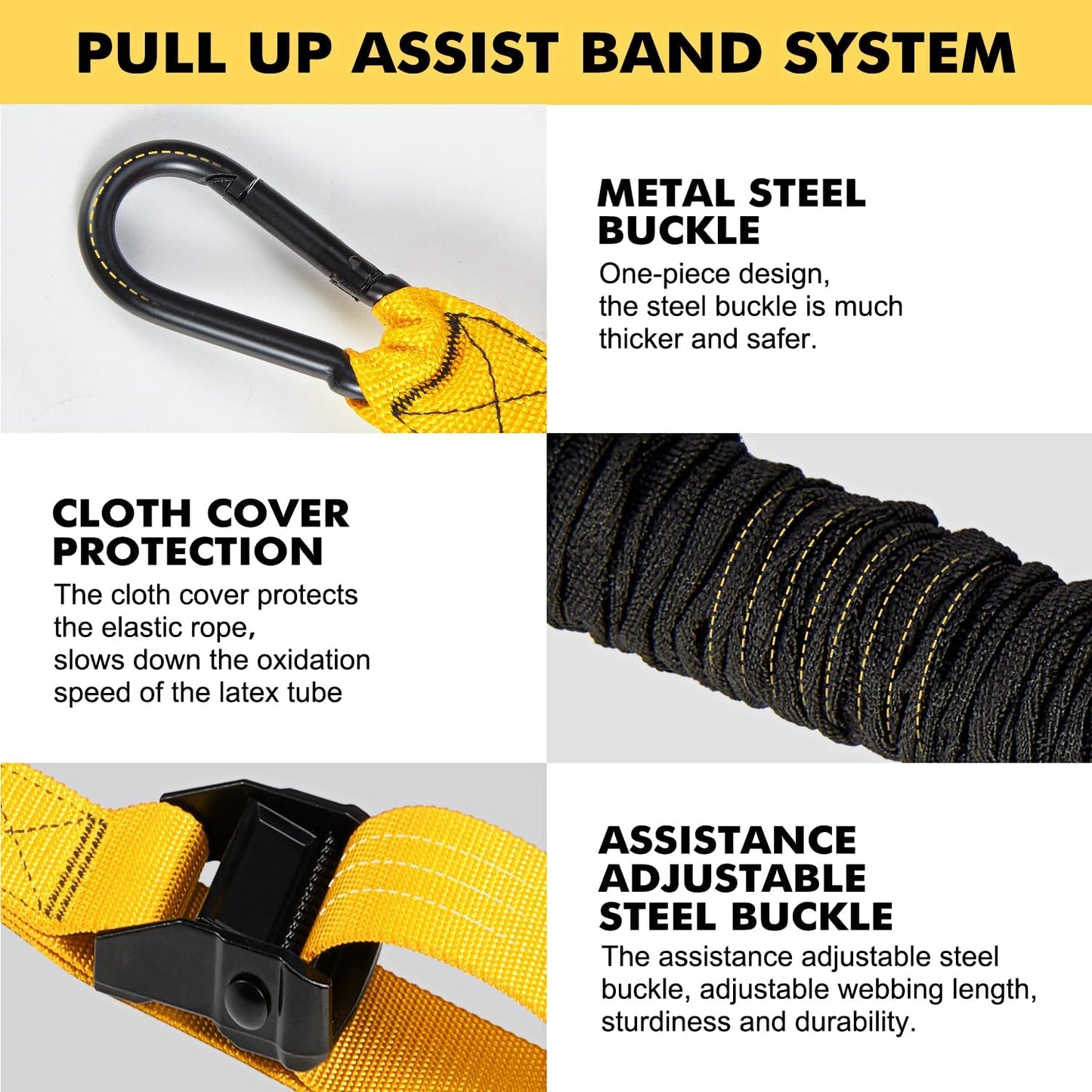 HPYGN Two Foots Pull Up Assistance Bands, Heavy Duty Resistance Band for Pull Up Bar, Adjustable Weight/Size with Fabric Feet/Knee Rest, Bands for Pull Up Assist for Strength Training, Pull Up