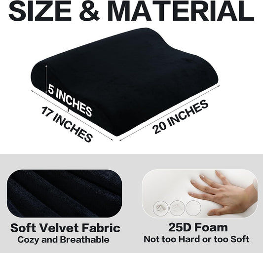 HOMBYS Extra Large Recliner Leg Pillow, Memory Foam Foot Rest Cushion Wave Shape Recliner Footrest Extender, Multi Purpose Back & Lumbar Support Pillow for Recliner, Bed, Sofa Couch,Grey
