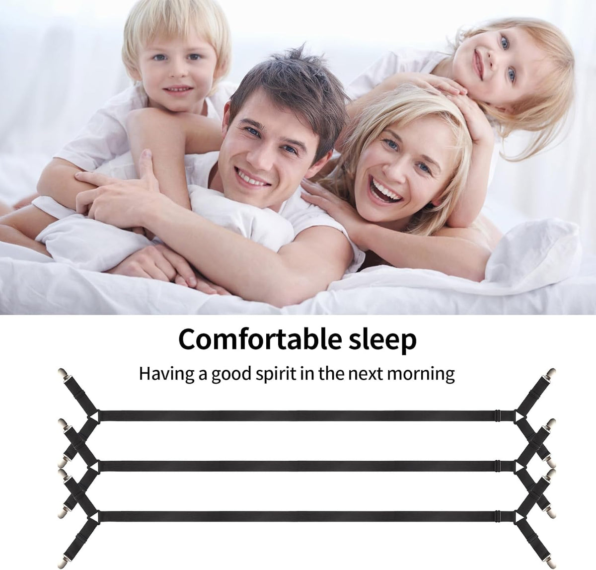 Luyena Bed Sheet Straps 3 Pack, Adjustable Elastic Bed Sheet Holders