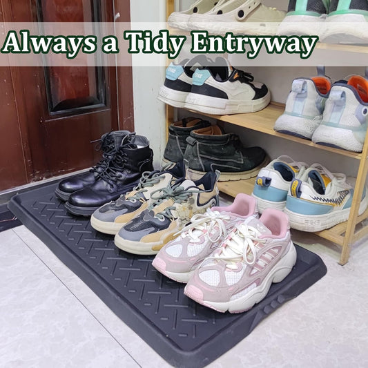 Rubber Boot Tray Shoes Tray for Entryway Multipurpose Boot Mat Trays with Raised Edge Indoor Outdoor Boots Mat for Shoes 27.5x16 Inches (1 Pack)