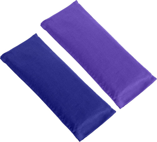 4 Pack Unscented Sateen Eye Pillows, Charcoal | 9’’x4’’ Flaxseed Weighted Eye Mask for Sleeping - Hot or Cold Therapy for Relaxation, Migraine, and Headache, Low-Luster