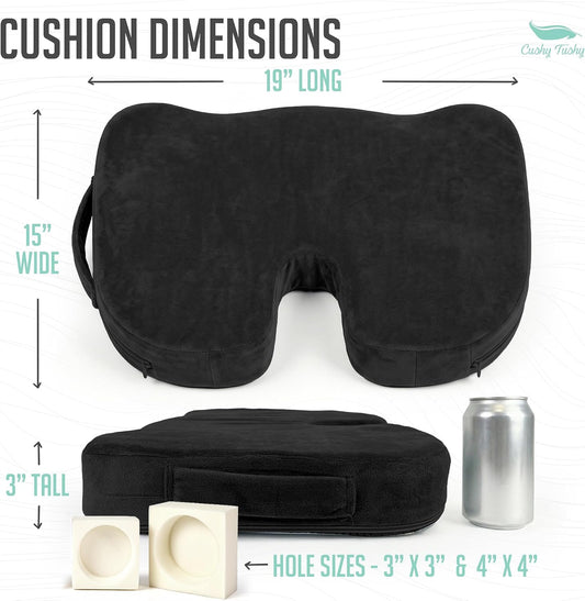 Premium Foldable Travel Seat Cushion - for Relief of Lower Back, Sciatic, Butt and Tailbone Pain - for Home & Office Use, Perfect for Travel or Driving - Coccyx Seat Cushion