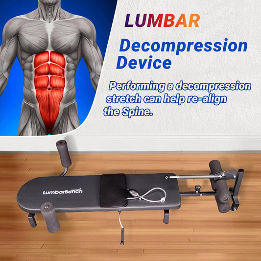 Lumbar Decompression Table By Lumbar Bench - Horizontal Inversion Table for Lower Back Pain Relief, Back Stretcher Machine, Stretches the back, Ankle, Knee, and Hip. 300/330 lbs. Capacity