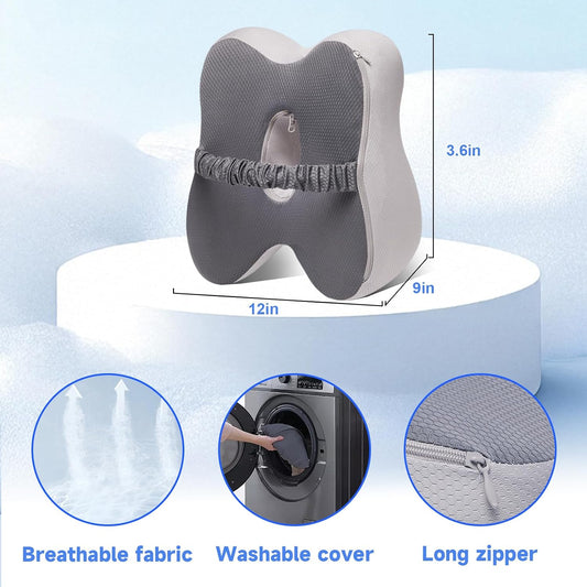 Knee Pillow for Side Sleepers Memory Foam Sciatica Pain Relief Leg Pillow, Removable Breathable Cover & Elastic Strap Grey
