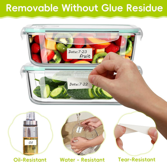 1200 Blank Removable Freezer Labels with Perforation Line for Easy Distribution and Use. Waterproof and Oil-Resistant, Suitable for Food Containers, Jars, and Kitchen Organization.(1 "x 3")
