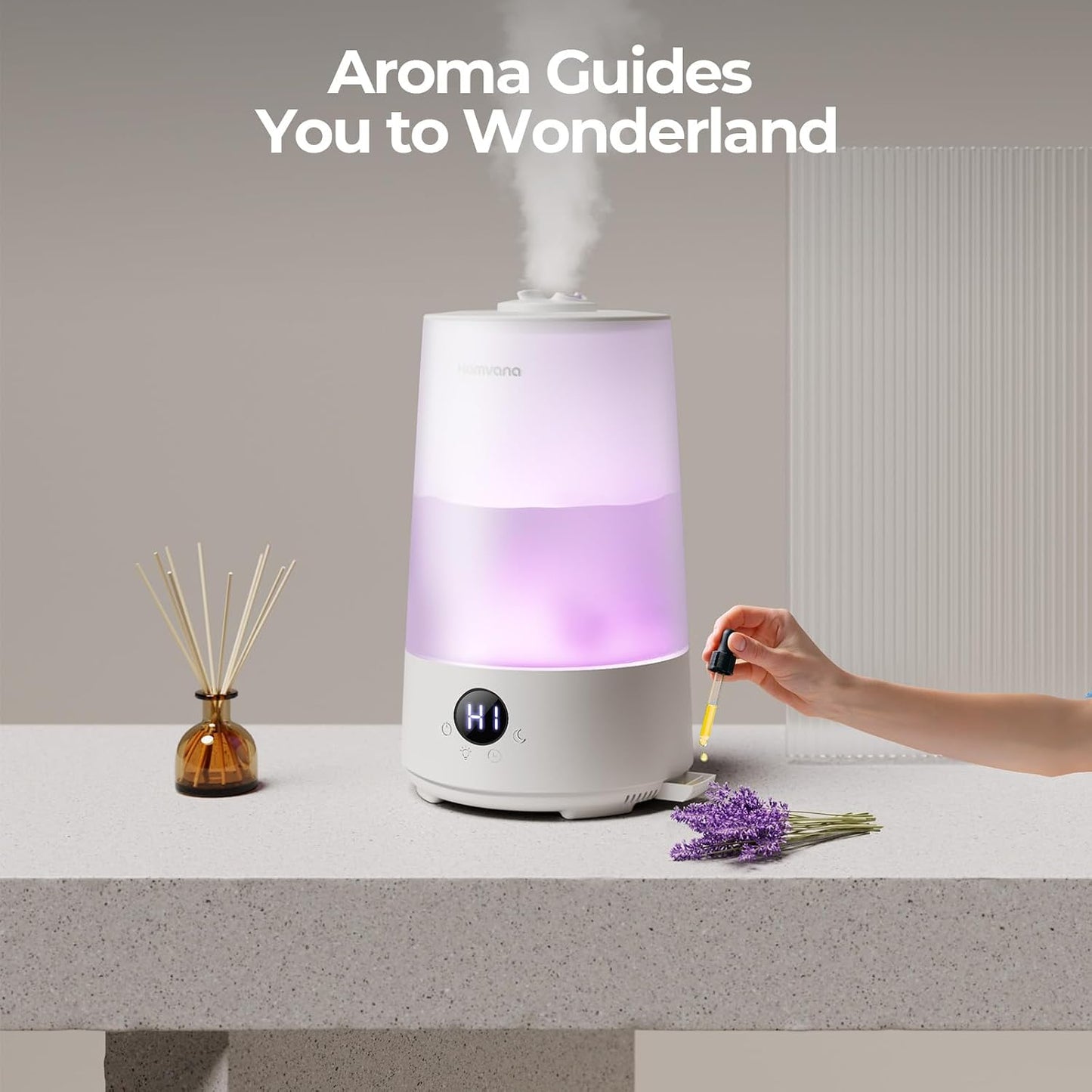 Homvana 3.6L Cool Mist Humidifiers for Bedroom, Large Room, Home, Whole House, Office, Living Room, 34H Top Fill Easy to Clean, Humidifier for Baby, Nursery, Infants, Kids, Toddlers, BPA-Free (White)
