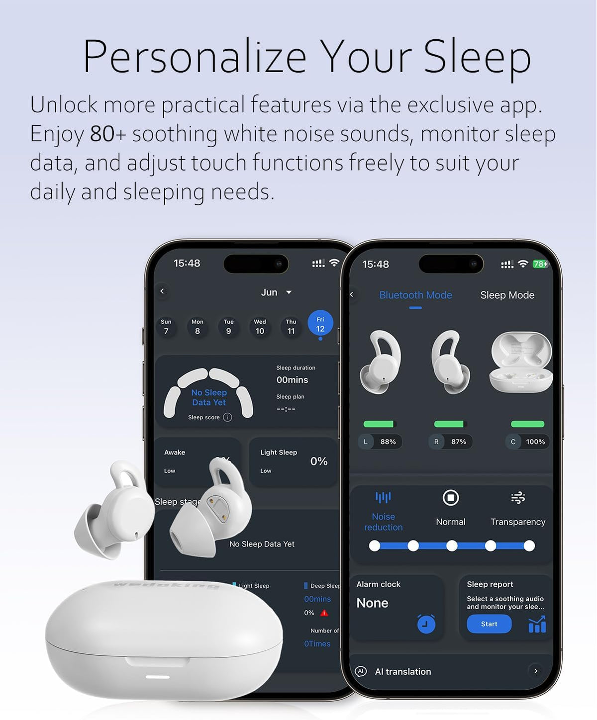 Sleep ANC Earbuds, Noise Cancelling Comfortable Side Sleeper Headphones
