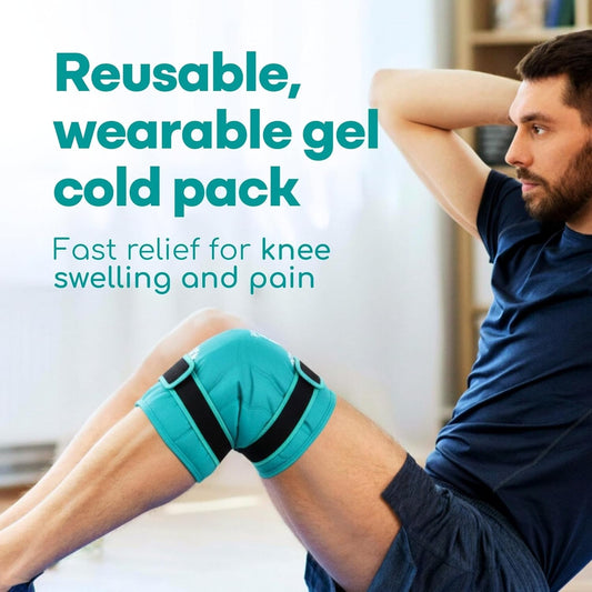 Medi Grade Knee Ice Pack Wrap, Reusable Ice Pack for Knee Pain and Surgery | Flexible cold compress for knee, dual fabric knee ice wrap retains cold longer, eases pain and supports surgery recovery