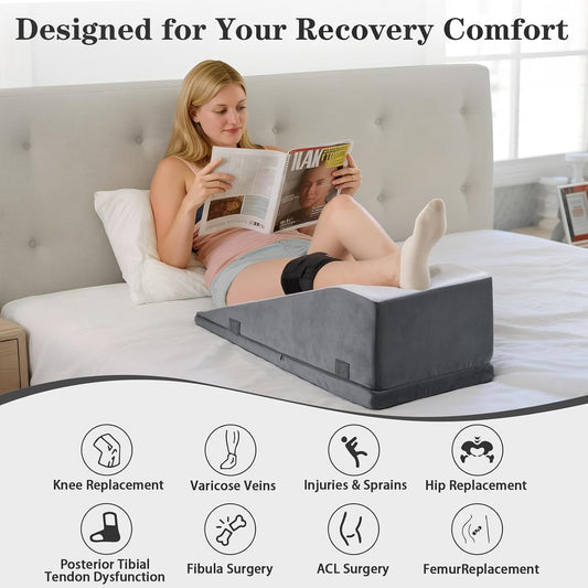 Hapiclody Leg Elevation Pillow for After Surgery – Adjustable Height Knee Surgery Recovery Leg Support Pillow, Designed for Knee Replacement Recovery, Single Leg Elevating Wedge