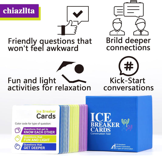 chiazllta 87 Conversation & Connection Cards, Icebreaker Team Building Games for Meetings Work, Trust Activities at Workplace Adults Employee
