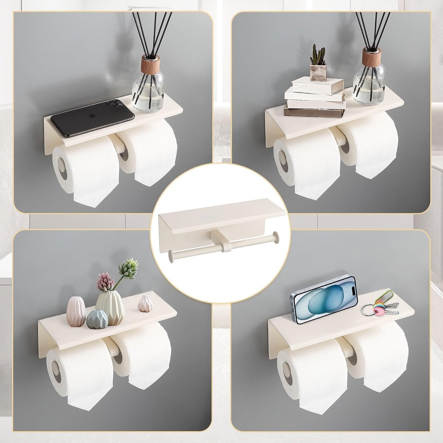 Double Toilet Paper Holder with Shelf Brushed Nickel Toilet Paper Holder Wall Mounted