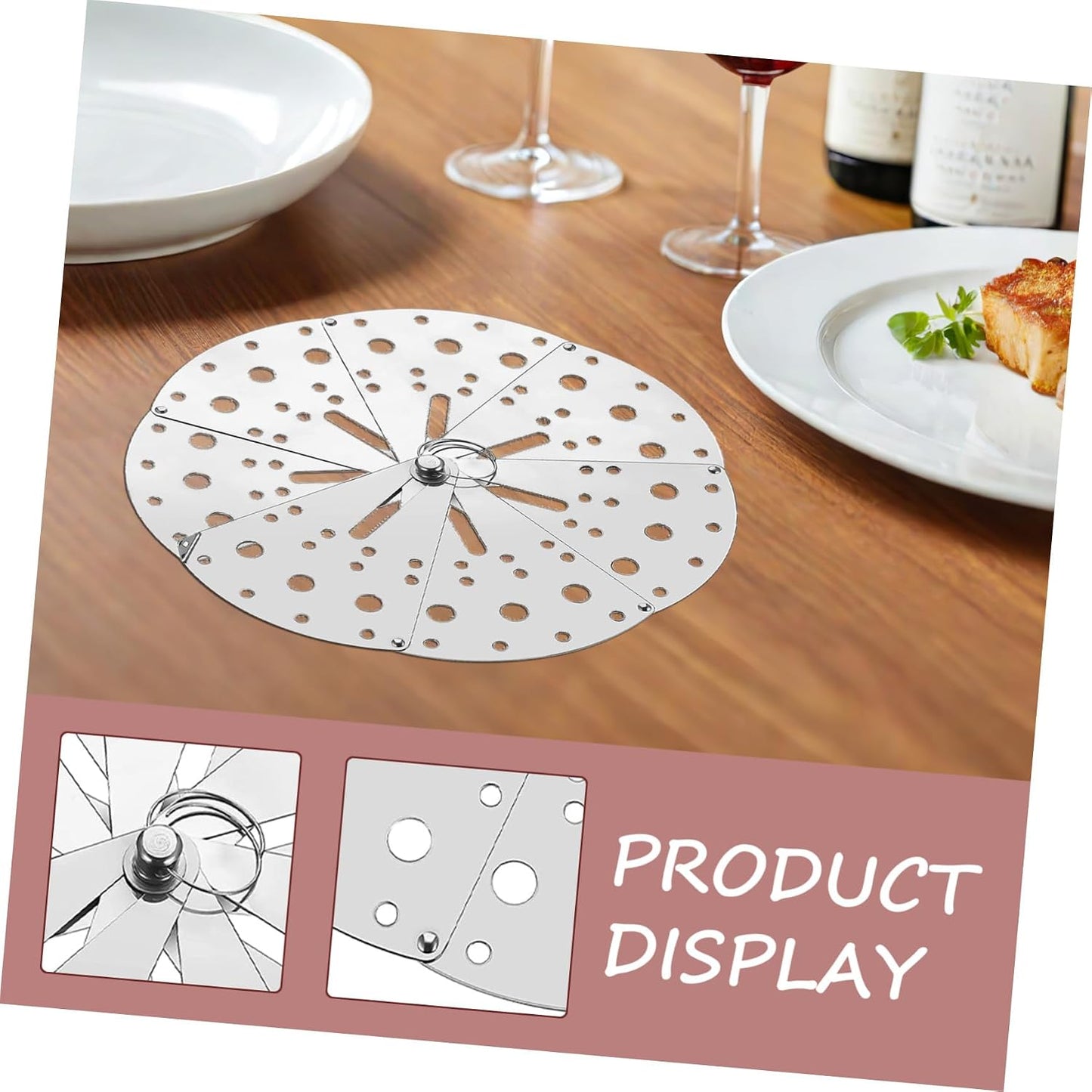 Healeved Adjustable Stainless Steel Spill Stopper Lid Anti-overflow Pot Cover Multifunctional Kitchen Strainer Lid for Soup Pots and Pans Cooking