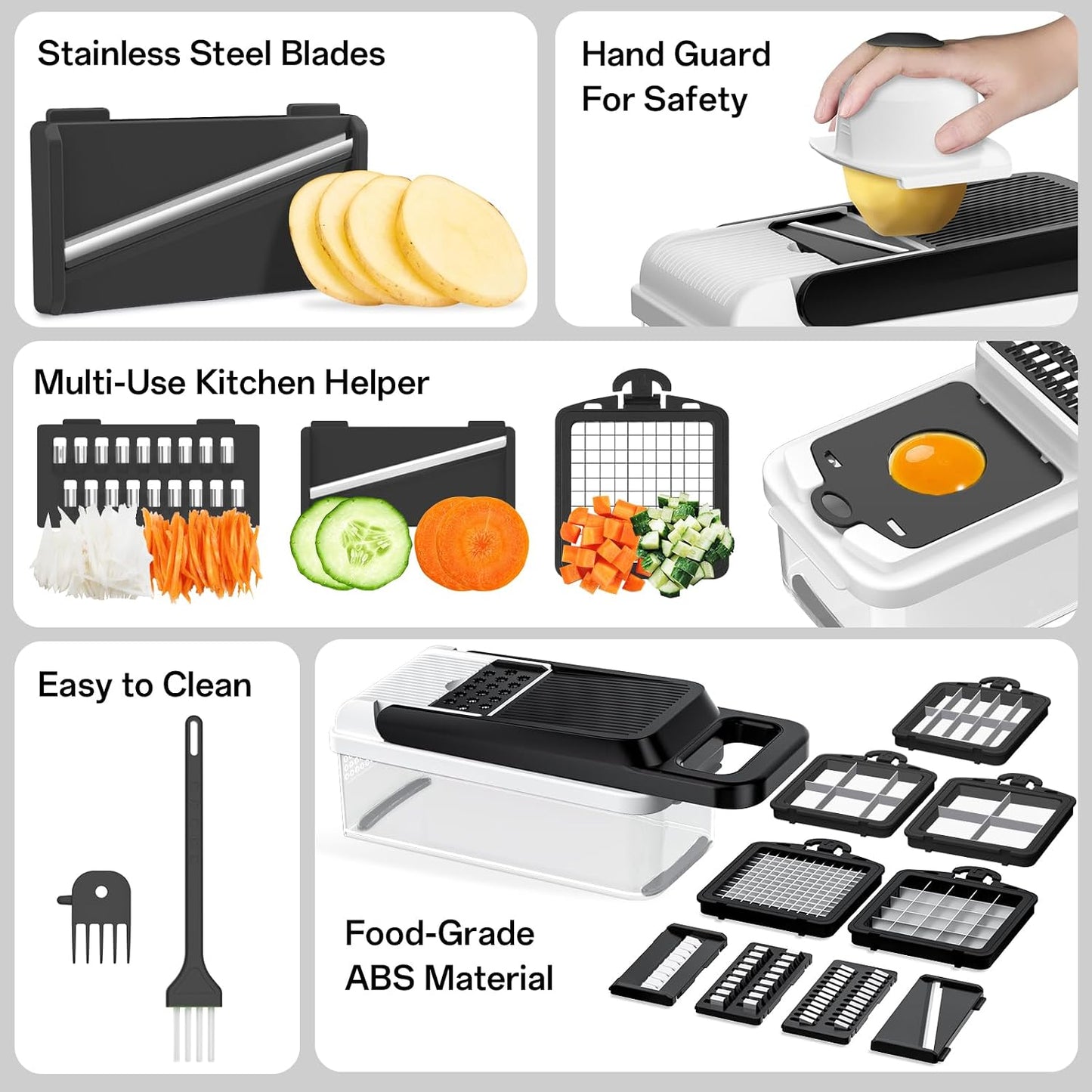 HomeHacks Vegetable Chopper Vegetable Cutter, 12 in 1 Kitchen Gadget, Dicer, Slicer, Onion Cutter, Salad, Cheese Grater & Egg Separator - Multi-Functional Veggie Chopper Lid with Handle (Green)