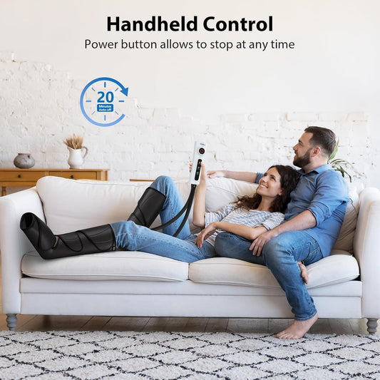CINCOM Leg Massager with Heat and Air Compression FSA - HSA | Calf Foot Leg Massager for Circulation with 2 Heat 3 Modes 3 Intensities Adjustable Leg Wraps Gifts (with 2 Extensions)