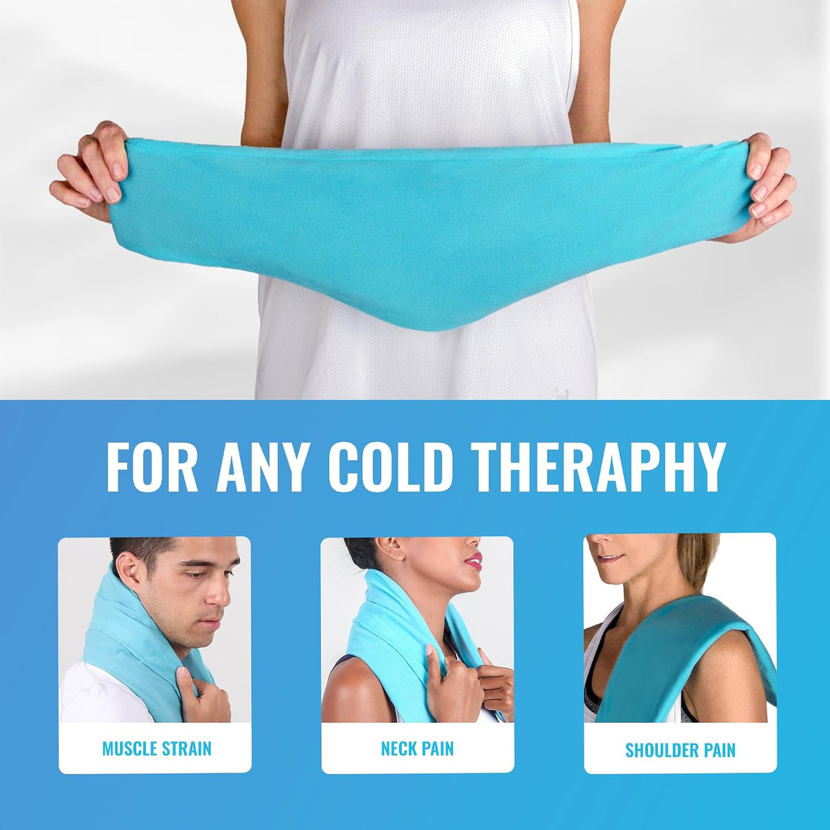 ICEWRAPS Reusable Cold Pack with Fabric Cover - Standard 7 x 28 Inch, Blue