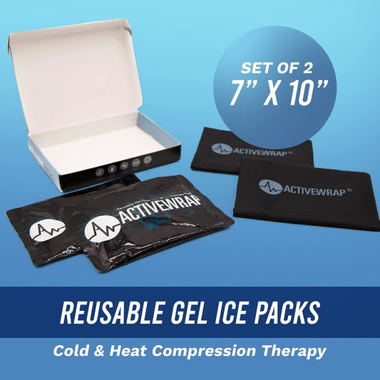 ActiveWrap Ultra Flex Ice & Heat Pack, Large (7" x 10") – Gel Ice Packs Reusable for Knee & Shoulder, Hot & Cold Therapy, Flexible No-Flow Gel, Includes Nylon Protective Pouch (2 Count)