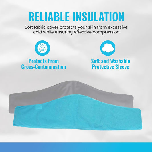 Reusable Cold Pack with Fabric Cover - Standard 7 x 28 Inch, Blue | Flexible Clay Pack with Fabric Cover, Leak Resistant, Wrap Design for Back, Shoulders and Knees, Stays Cold Up to 45 Minutes