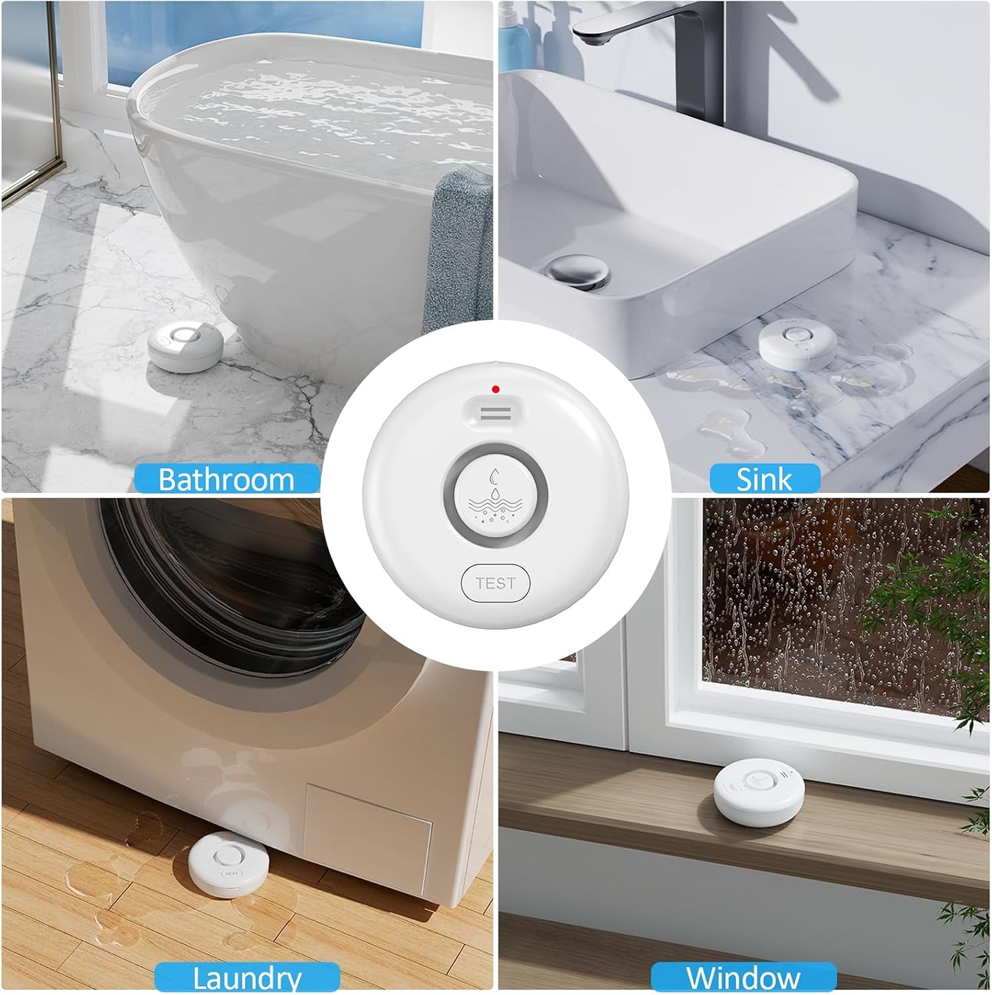 5 Pack Water Leak Alarm Detector, 120dB Loud Alert, IP66 Waterproof | Water Sensor, Sensitive Leak and Drip Alert, Easy Installation for Home, Basement Flood Prevention, Bathroom, Sink, Laundry
