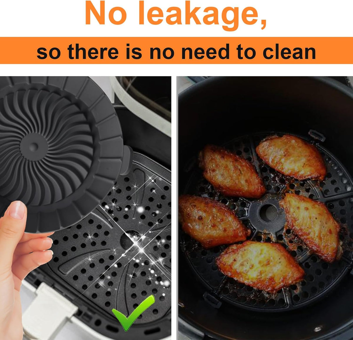 3Pcs Round Silicone Air Fryer Liners Reusable for 1-2qt Air Fryers