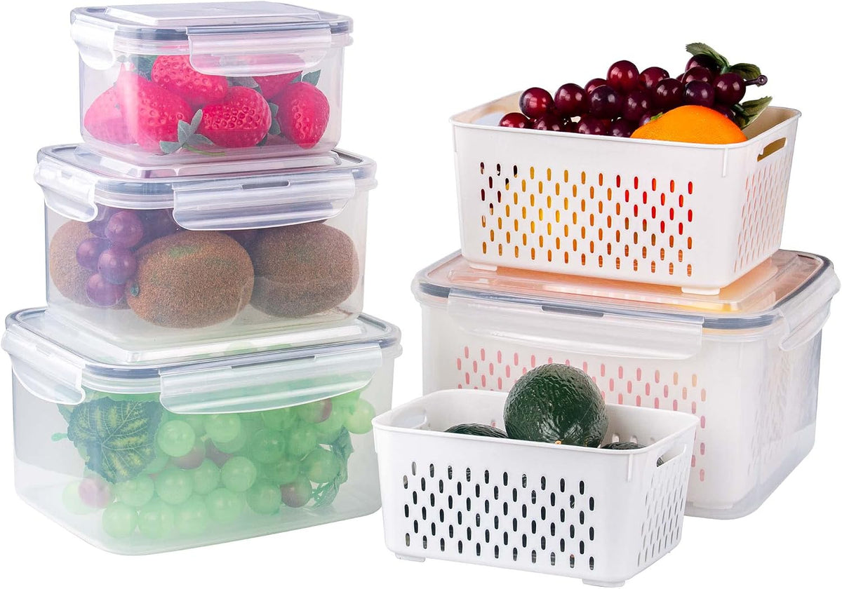 4 Pack Fresh Food Storage Containers, Fruit Organizer for Refrigerator