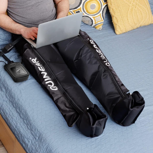 QUINEAR Leg Recovery Compression System for Athlete Post Workout, Professional Sequential Device for Massage Therapy, Foot and Leg Recovery Boots, Improve Circulation Reduce Muscle Soreness (Medium)