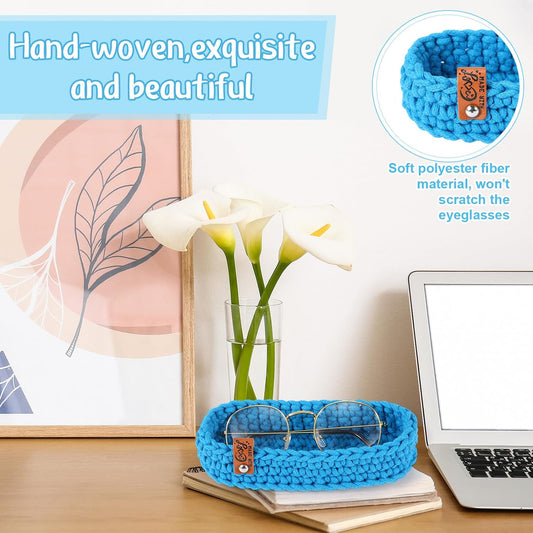 Tioncy Eyeglasses Holder for Nightstand Wool Anti Scratch Desk Bedside Knit Eyeglass Storage for Fathers Day Graduation Gifts