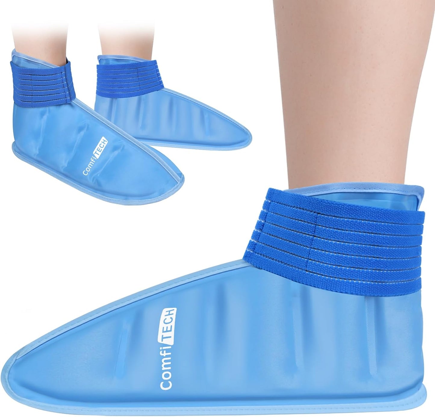 ComfiTECH Foot Ice Pack Wrap for Feet, Cooling Boot for Ankle, Cold Heel Pad for Plantar, Medium | Cold Heel Pad for Plantar, Reusable Cold Gel Relieves Plantar Fasciitis Soreness