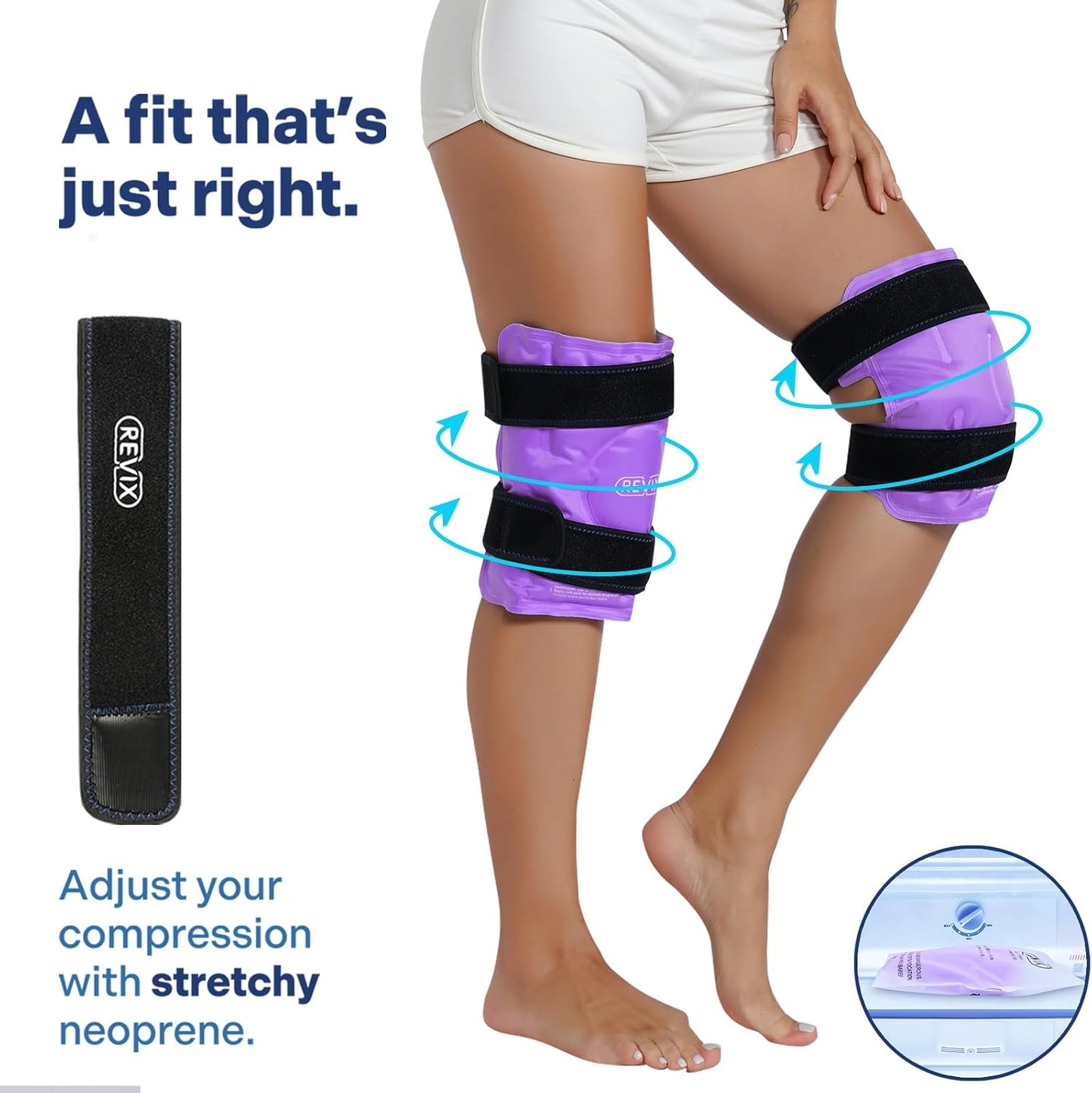 REVIX Ice Wraps for Knee, Ice Packs Reusable with Cold Compression, 2 Pack | Gel Knee Cold Pack with Plush Cover, Hands-Free Use for Meniscus Tear, Joint Discomfort, Swelling and Post-Workout Recovery