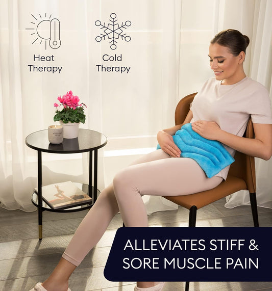 GENIANI Microwavable Heating Pad for Neck and Shoulders with Herbal - Calming Weighted Cordless Neck Wrap - Heat Pad - Hot and Cold Compress (Cloud Grey)