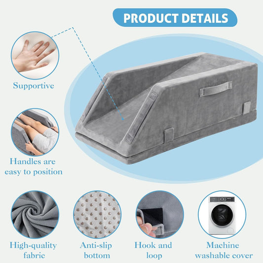 Leg Elevation Pillows for After Surgery, Ergonomic Keeps Knee Straight, Adjustable Height Knee Replacement Recovery Aids, Suitable for Surgery, Injury, or Rest, Washable Cover, Single Leg