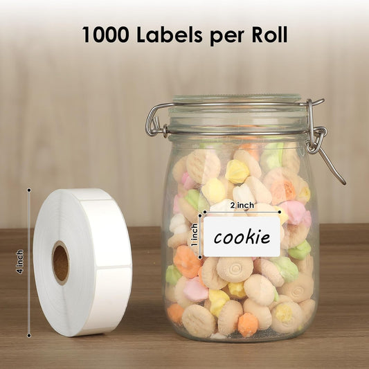 MaxGear 1000 Removable Freezer Labels 1x2 Inch | Waterproof Oil Resistant Stickers, No Residue for Food Containers, Pantry Jars, Organization Meal Prep, 1 Roll