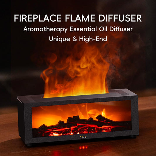 YALEDI Essential Oil Diffuser, 7 Colors Fireplace Flame Fire Oil Diffuser, 150ml Ultrasonic Aromatherapy Humidifier, Scent Diffuser with Remote Control & Timer for Home,Bedroom,Office,Yoga (White)