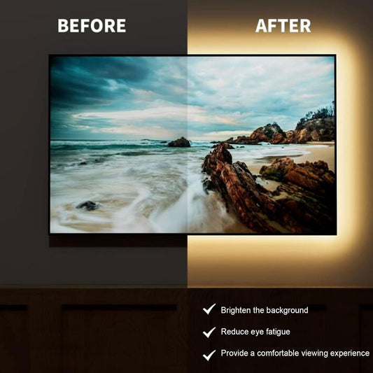 COB LED Strip Light, LED Lights with Motion Sensor, IP65 Water Proof Gesture Control Warm White Strip Night Light for Under Cabinet Bed TV Lighting, Each Emits 800lm (3 Meter)