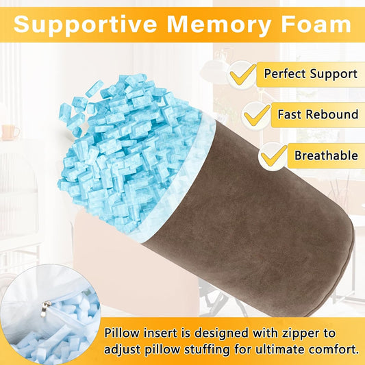 1 MIDDLE ONE Recliner Leg Rest Cushion with Strap, Memory Foam Under Knee Pillow for Back Sleeping and Foot Elevation, Half Moon Bolster Pillow for Chair, Head, Lumbar Support, 23x9x4in (Grey)