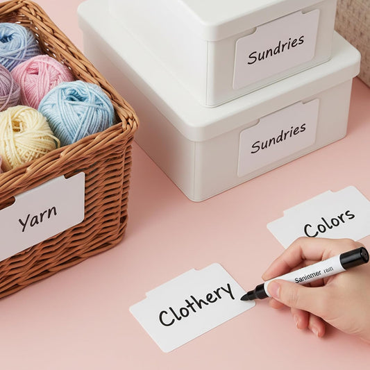 16Pcs White Clip-On Basket Labels, 3.5x2.5 Inch Removable PVC Labels with Holders for Storage Bins, Pantry & Closet Organization, Removable Label Holders