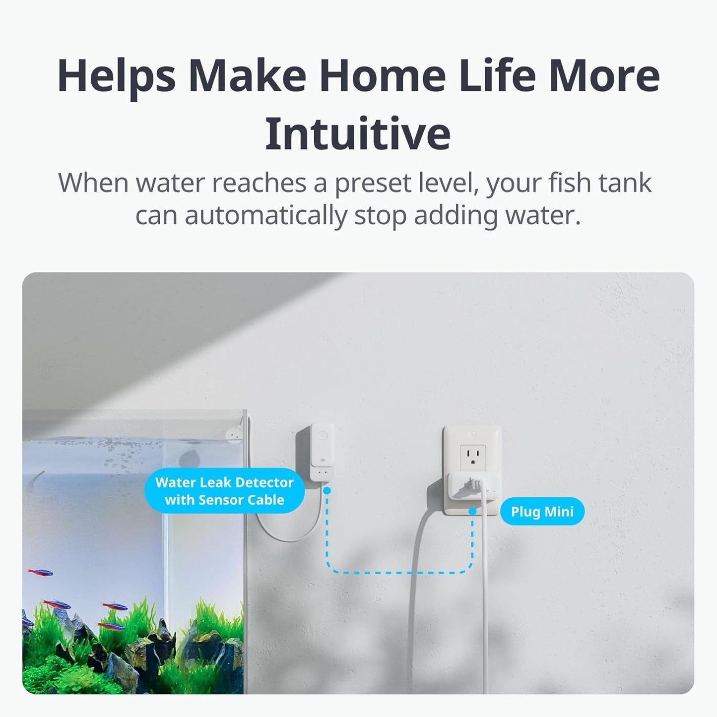 SwitchBot WiFi Water Leak Detector, Smart Water Sensor with 100dB Adjustable Alarm&App Alerts, IP67 Waterproof, Detector for Home with Cable, No Hub Required (Support 2.4G) (White, Pack, 1)