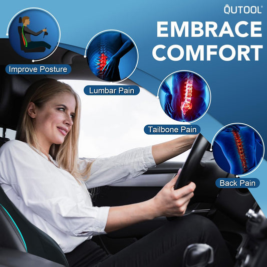 Lumbar Support Pillow for Car, Truck Accessories Travel Essentials, Memory Foam Back Cushion for Driving Seat, Back Pain Relief,Washable Cover, Lower Back Support Fits Most Cars(Black)